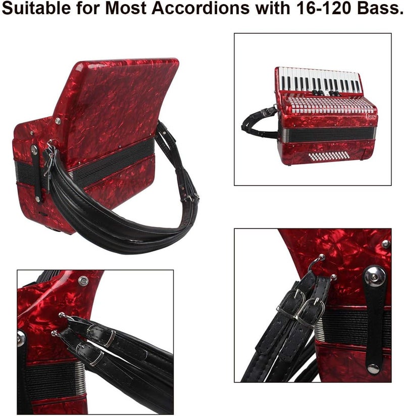 YUNNLEZT Padded Bass Accordion PU Leather Shoulder Harness Straps - Adjustable Belt for 16-120 Accordion Musical Instrument Accessories - Image 4